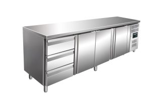 SARO Cooling table with 3 doors and 1x 3 drawer set,
model KYLJA 4130 TN