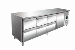 SARO Cooling table with 1 door + 3x 2 drawer set,
model KYLJA 4160 TN