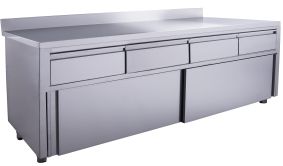 SARO Sliding door cabinet - 4 drawers.1800X700mm with upstand