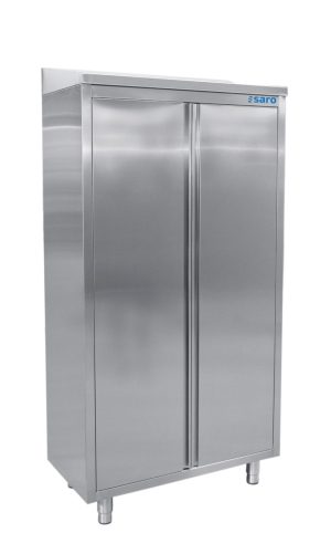 SARO Stainless steel high cabinet with 3 shelves and 2 hinged doors, 1000mm