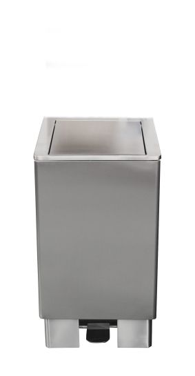 SARO Stainless steel rubbish bin with hydraulic damper 
model APOLLO 60 ltr