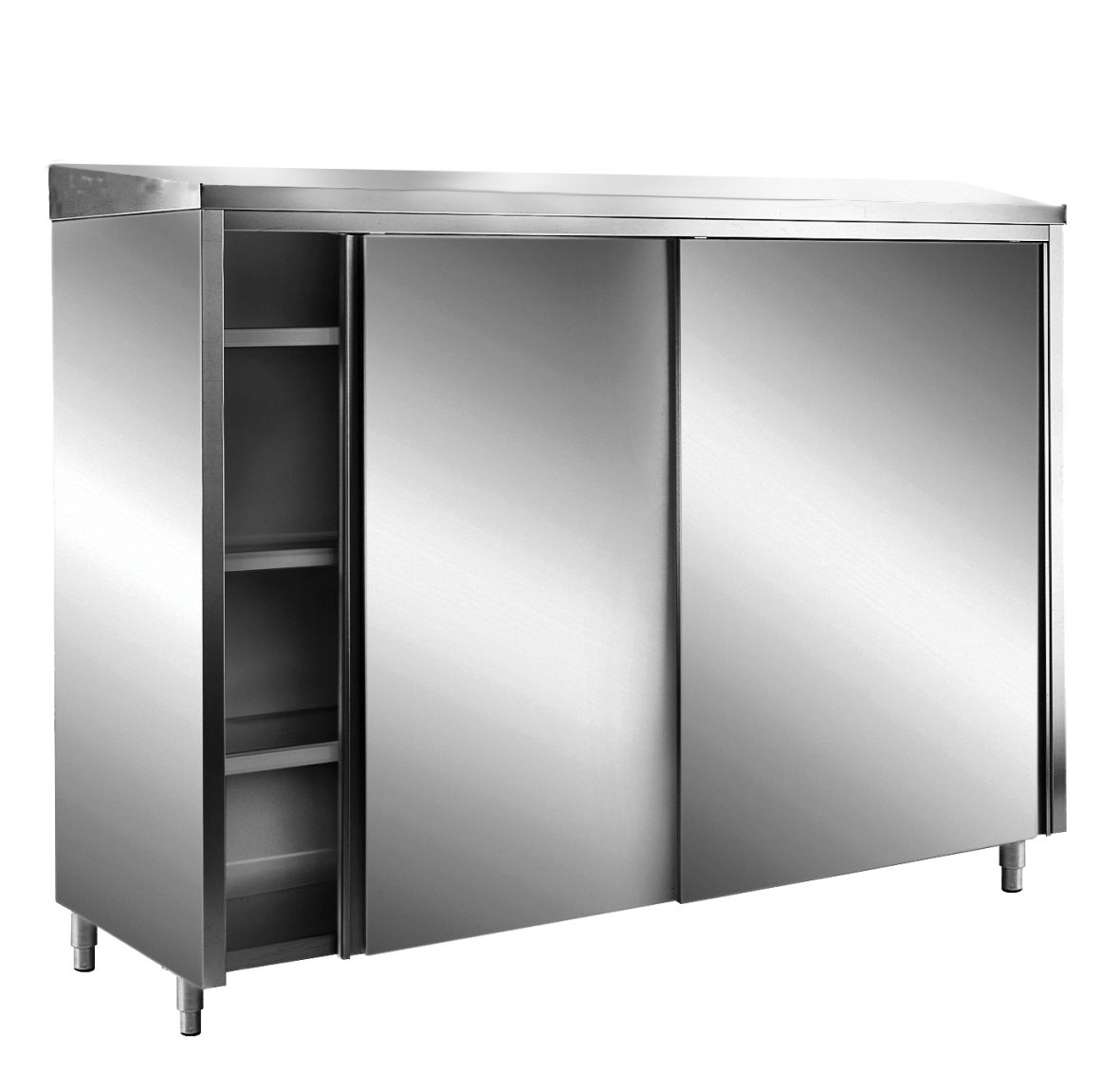 SARO Stainless steel storage cabinets with sliding doors AISI 430, sloping roof, 1200x700